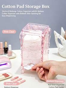 Transparent Butterfly Pattern Nail Cotton Pad Box, Makeup Pad Storage Box, Nail Salon Desktop Organizer, Lint-Free Wiping Cotton Storage Box - Multicolor - View 5