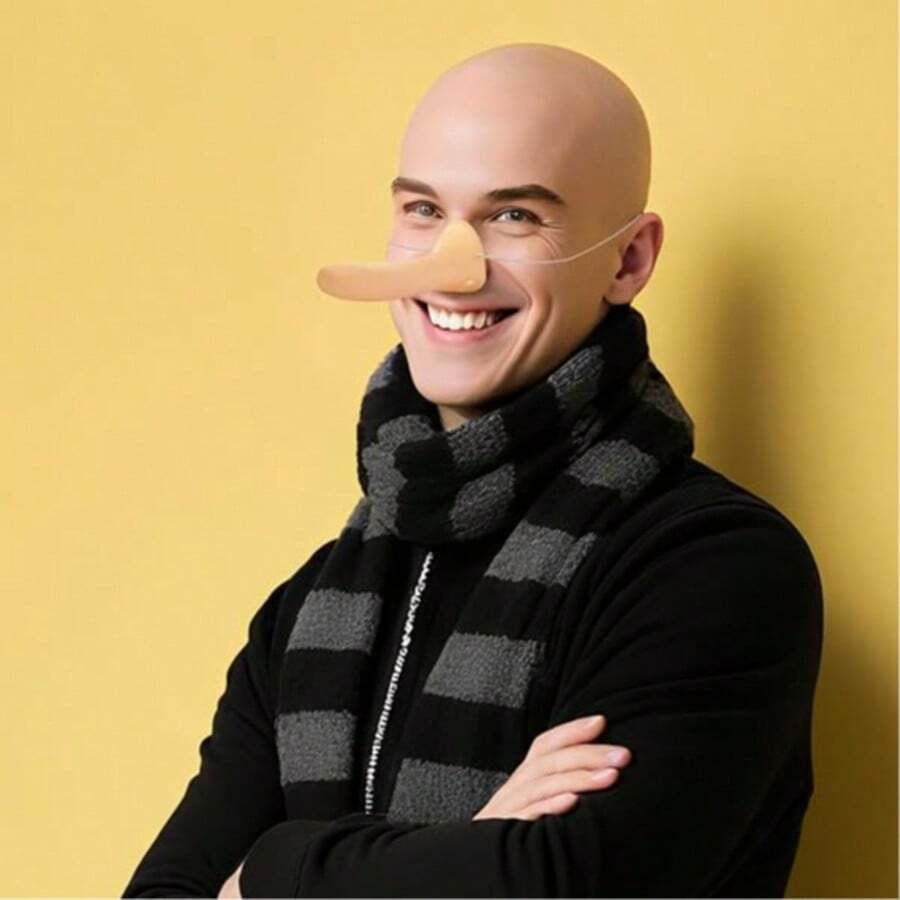 Fake Long Nose Costume Prop: Large Pointed Long Nose Halloween Outfit, Suitable For Role Play Activities - Nude - View 1