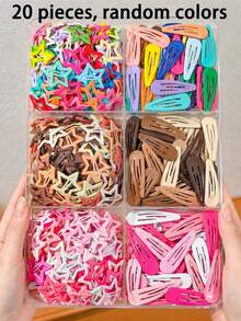 20pcs Girls Star & Water Drop Snap Hair Clips, Children Hair Accessories - Multicolor - View 7