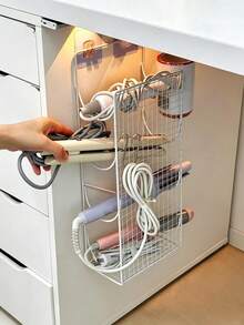 No-Drill Curling Iron Holder Wall-Mounted Bathroom Hair Dryer Storage Rack Umbrella Holder Straightener Holder Space-Saving - Multicolor - View 3