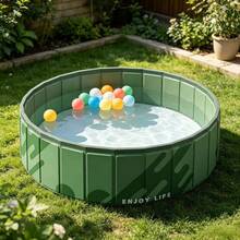 1pc 47.2" X 11. Pit, Adam Green-Forest Green, Extra Large Foldable Thickened PVC Material Ocean Ball Pit, No Inflation Needed Water Play Swimming Pool, Birthday Party Indoor/Outdoor Gift Fence Ball Pit (Approx. 120x30cm), Balls Not Included - C - View 2