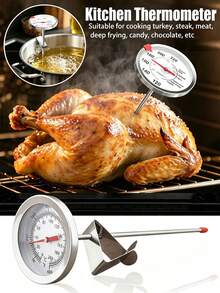 1pc Turkey/Deep Fry Thermometer, Instant Read, Kitchen Thermometer, Dial Thermometer, Oil Thermometer, Stainless Steel Probe Meat Cooking Thermometer - Multicolor - View 8