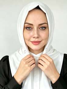 1pc New Autumn/Winter Women's Convenient Button-Fixed Non-Slip Muslim Hijab Modest Hijabs Tie-Up Instant Hijab Headwrap - Multicolor - View 15