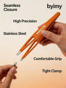 byimy High-Quality Stainless Steel Eyebrow Tweezers Hair Removal Plucker Slanted Tip Brow Tweezers Facial Grooming Tool - View 5