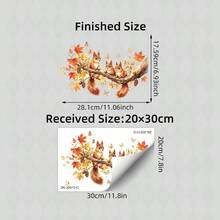 1/4 Hojas de Adhesivos para Ventanas con Diseño de Ardilla de Dibujos Animados Lindos, Calcomanías Estáticas Reutilizables con Hojas de Arce y Calabaza para Decoración de Vidrio de Habitación Infantil en Otoño y Acción de Gracias - Multicolor - Ver 4