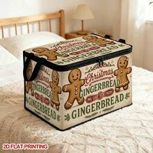 1PC Gingerbread Man Christmas Text Pattern Foldable Storage Box With Lid, 2D FLAT, Zippered Organizer For Clothes, Towels And Bedding, Perfect For Home And Closet Use, Can Be Stored Under Bed, Ideal Home Decor Storage Solution - 1 Piece - View 8