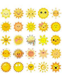 50pcs Cute Cartoon Sun Vinyl Stickers - Reusable, Vibrant Colors - Suitable For Laptops, Water Bottles, Skateboards, Etc. - Perfect As Birthday Party Gifts, Fun Stickers - Multicolor - View 8