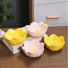 Tulip Shape Flower Jewelry Tray Solid Ceramic Jewelry Holder Organizer Elegance Petal Design Trinket Tray Table Decoration - Multicolor - View 3
