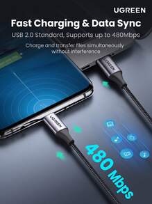 UGREEN US261 Type-C Braided Charging Cable: PD60W Fast Charging, Compatible With IPhone 15/16/17 Series, Laptops, And Tablets, 2-In-1 Charging And Data Transfer, Multiple Lengths Available - Multicolor - View 6