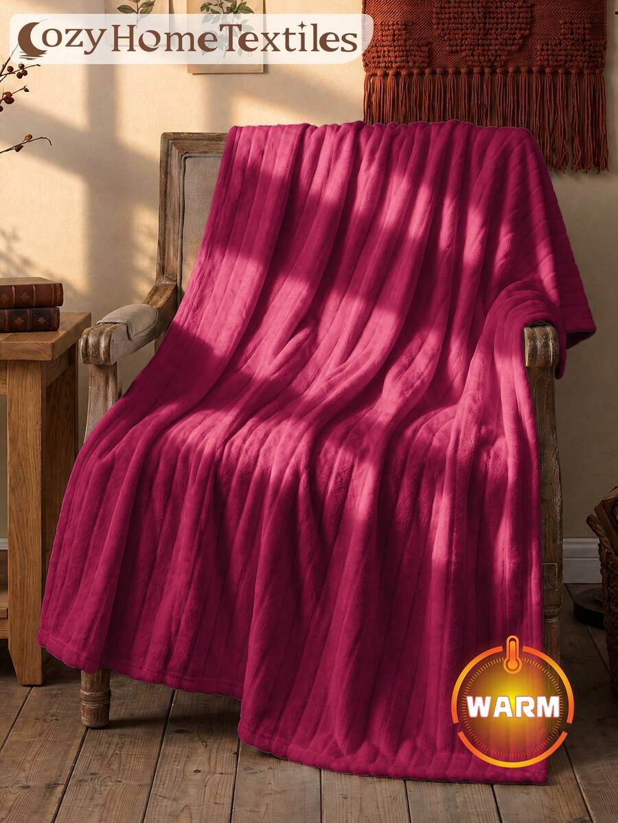 1pc Flannel Blanket, Soft Country Style Striped Throw, Luxury Style, Easy Care Lightweight, Multi-Purpose For Sofa And Bed, Multiple Sizes And Colors Available, Machine Washable, Bedroom Room Decor