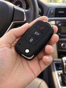 1pc Silicone Car Key Cover, Silicone Key Case, Precise Button Opening, 3-Button Flip Cover Protective Shell, Suitable For Polo Passat B5 Golf 4 5 6 Jetta Mk6 Tiguan Golf CrossFox Plus Eos Scirocco Car Key Cover - Multicolor - View 2
