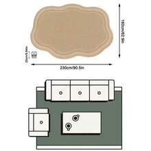 1PC Khaki Beige Solid Color Multi-Layer Wavy Edge Pattern Modern Minimalist Art Rug, Soft Minimalist Style Faux Cashmere Asymmetrical Wavy Scalloped Asymmetric Shape Multi-Layer Nested Wavy Lines & Solid Texture Details Machine Washable Area Rug, Suitable For Living Room Bedroom Balcony, All Season Home Decor - Multicolor - View 15