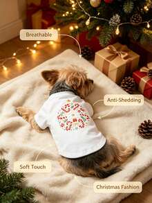 1pc Christmas Print Breathable Anti‑Shedding Pet Tank Vest, Lightweight Comfortable Clothes For Small Dogs & Cats - Multicolor - View 5