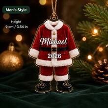 1pc Personalized Santa Outfit Christmas Ornament 2026, Custom Name Acrylic Ornament, Mr & Mrs Santa Suit Keepsake, Holiday Xmas Tree Decor,Christmas Gift - Multicolor - View 10