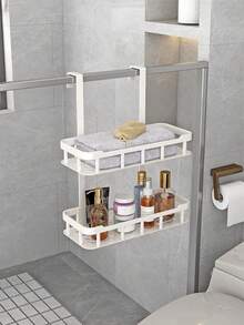 Premium Bathroom Storage Hanging Rack, Double Layer Drainage Basket, Door Hanging No Drilling, Space-Saving - View 8