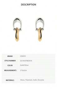 Coach Women's Stud Earrings 351443TWO974 - Gold/Silver 351443TWO974 - View 7