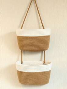 Woven Hanging Storage Basket, Decorative Door Hanging Storage Basket, Detachable Decorative Storage Basket, Space-Saving Cosmetic Storage Basket, Suitable For Kitchen, Bedroom, Bathroom, Plants And Small Items Storage - Multicolor - View 13