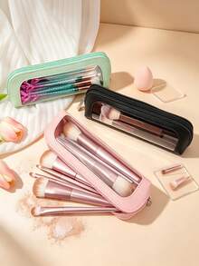 1/2Pcs Large Capacity Travel Zipper Makeup Bag, Multi-Functional Cosmetic Brush Storage Organizer, Portable Makeup Pouch, For Daily Use & Business Trips, Practical Beauty Gift For Women - Multicolor - View 8