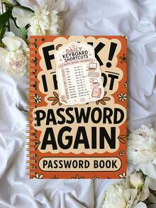 1pc Retro Spiral Password Book With Keyboard Shortcut Sticker, Login Organizer For Usernames & Password Hints, Halloween Notebook Office Decor And Accessories Nurse Essentials Bible Study Materials - A - View 1