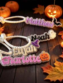 Halloween Tag Boo Basket Backpack Name Tag Personalized Keychain Halloween Gift For Kids Trick Or Treat Bag Lunchbox Name Tag/Back To School - Multicolor - View 5