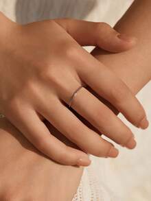 MODIAN D Color Moissanite Crown Stackable Ring 925 Sterling Silver Minimal Wave Tiara Thin Delicate Rings For Women Jewelry - Silver - View 3
