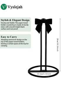 Vyslejah Pink Paper Towel Holder Countertop – Decorative Iron Stand With 3D Ribbon Detail For Kitchen, Bathroom & Bedroom, Sturdy Rustproof Rack, Aesthetic Gift For Women & Girls - Multi-color - View 6