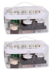 Transparent Makeup Bag With Zipper, Waterproof Toiletry Bag, Portable Cosmetic Storage Bag, Transparent Travel Organizer Bag, Toiletry Bag With Handle, Suitable For Bathroom, Travel, Vacation - Multicolor - View 15