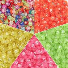 200PCS/500PCS Acrylic Transparent Colorful White Letter Round Beads Suitable For Handmade DIY Friendship Bracelets Necklaces Jewelry And Craft Accessories - Translucent With White Lettering, Round - View 2