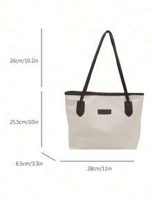 Large Capacity Women's Fashion Multifunctional Shoulder Bag, New Canvas Tote Bag, Suitable For School, Commute And Shopping (No Pendant) - White - View 11