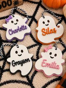 Label Nama Hantu yang Dipersonalisasi, Label Keranjang Halloween Kustom, Label Hadiah Keranjang Boo, Label Nama Bordir, Label Suvenir Pesta Halloween - Label Nama Hantu - View 5