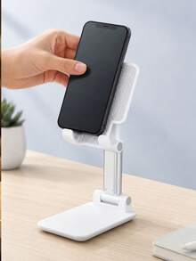 1pc Adjustable Foldable Desktop Phone Stand, Multi-Angle Free Adjustment, Stable Non-Slip Base. Suitable For Watching Shows, Live Streaming, Reading Recipes, Lightweight And Portable, Compatible With Most Phone Models, Practical Phone Support Stand For Home, Kitchen, Office Desk. - Support - View 1