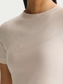 Nike Women's AS W NSW SS BURNOUT LOGO TOP Short Sleeve Knit Collarless T-Shirt TIO1517-103 - Beige - View 4