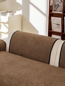 1PC Chenille Solid Color Wheat-Ear Pattern Jacquard Sofa Cushion, All-Season Non-Slip Machine Washable Seat Cover, Pet-Proof Dirt-Resistant, Sofa Protection, Dustproof & Durable. - Coffee Brown - View 6