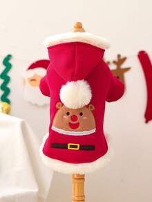 1pc Pet Clothes Dog Cat Apparel Christmas Style Christmas Bean Sweatshirt - Red - View 6