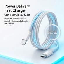 Cáp sạc nhanh Lightning truyền dữ liệu tương thích với iPhone 14 13 12 Pro Max X XR XS 8 7 6s 6 | Công suất 20W, cáp sạc nhanh USB A sang Lightning, tương thích với cáp sạc 14 13 12 11 Pro Max XR XS X 8 7 6 Plus SE, cáp dữ liệu Lightning sang USB A cho ô tô CarPlay - trắng - Xem 8