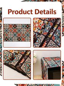 1pc Boho Microwave Dust Cover With Retro Geometric Pattern,Bohemia Polyester Microwave/Oven/Stovetop Cover,85*35cm Microwave Appliance Cover,Kitchen Dust-Proof Protector,Bohemian Table Decor,Holiday Party Decoration,Kitchen Dining Home Decor - Multicolor - View 10