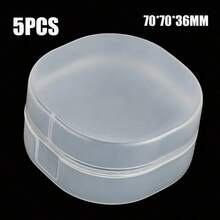 5PCS Small Transparent Plastic Round Storage Box - Portable Makeup Pad And Cleaning Product Storage Box, Sealed Travel Design, Suitable For Brushes, Balls, Beads, Etc. Bathroom And Vanity Storage, Makeup Remover Storage Box, Smooth Surface - Multicolor - View 7