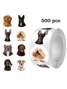 500pcs/Roll Cute Dog Expression Stickers, Multiple Pattern Designs, For Pet Lovers, Suitable For Gifts, Phone Cases, Refrigerators, Cups, Notebooks, Skateboards And Other DIY Decorations, PVC Waterproof Self-Adhesive - Multicolor - View 8