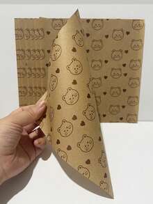 100/50/1pc Baking Paper, Printed With Cute Bear Pattern, Suitable For Air Fryer, Kitchen Use - Multicolor - View 4