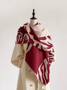 1pc Elegant Geometric Pattern Jacquard Faux Cashmere Warm Scarf, Cold-Proof Neck Warmer, Women's Autumn/Winter Fashion Versatile Air Conditioning Shawl Blanket, Suitable For Daily Matching And Decorative Use - Multicolor - View 6