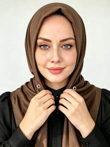 1pc New Autumn/Winter Women's Convenient Button-Fixed Non-Slip Muslim Hijab Modest Hijabs Tie-Up Instant Hijab Headwrap - Multicolor - View 17