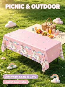 1pc/2pcs/4pcs Unicorn Party Supplies Plastic Disposable Tablecloth, Perfect Unicorn Birthday Decoration, Includes 2pcs Unicorn Theme Birthday Tablecloth, Baby Girl Shower Party Decoration, 54 X 108 Inches - Unicorn - View 5