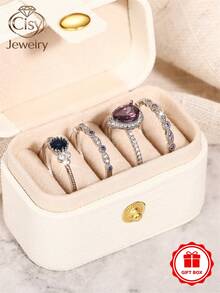 4pcs/Set Elegant Cubic Zirconia Rings For Women, Wedding Anniversary Gift - 1# - View 2