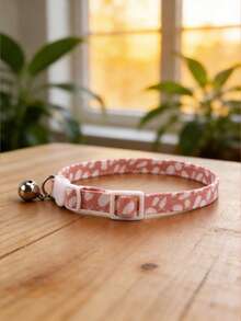 1pc 2pcs 3pcs Pink Vintage Leopard Print Cat Necklace With Bell Adjustable Neck Collar Pet Choker - Pink - View 6