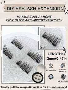 1 Pair Magnetic False Eyelashes, Half-Length, Glue-Free, Short Magnetic False Eyelashes, Natural Cat Eye Effect, Reusable, Glue-Free, Suitable For Eyelash Extensions, Ideal For People With Heavy Under-Eye Bags, Makeup Bloggers, Great Gift Choice. - Half Eyelashes - View 3