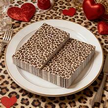 10pcs Long Leopard Print Theme Party Napkins, Fashionable Pattern, Suitable For Table Decor, Ideal Choice For Birthday, Wedding And Various Celebration Occasions, Christmas, New Year And Valentine's Day Party Events - View 3