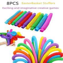 8pcs Pop Tubes, Fidget And Fine Motor Skills Learning Toy, Car Travel Gift, Best Stress Relief Toy For 2023, School Supplies - Multicolor - View 1