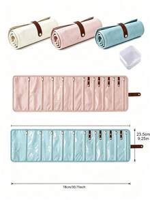 Túi đựng trang sức du lịch bằng nhung cuộn có cửa sổ trong suốt, túi lưu trữ nhung gấp gọn với ngăn khóa kéo trong suốt, túi đựng nhiều ngăn di động cho dây chuyền & bông tai, túi đựng trang sức mini sang trọng cho du lịch và sử dụng hàng ngày, đồ dùng thiết yếu cho trường học - Nhiều màu - Xem 10