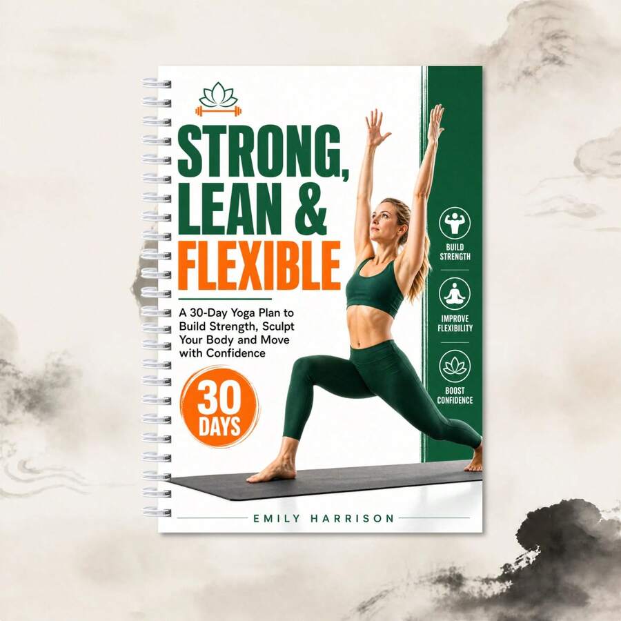Buku Panduan Yoga dan Kebugaran 30 Hari untuk Membentuk Tubuh, Buku Panduan Latihan Harian di Rumah dengan Jilid Spiral, Membantu Membangun Kekuatan Otot & Meningkatkan Fleksibilitas, Jurnal Kebugaran untuk Penggemar Yoga dan Olahraga - A - View 1