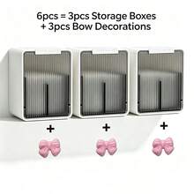 6pcs Cotton Swab Storage Box, Wall Mounted Makeup Pad Storage Box, Suitable For Bathroom, Washbasin, Dressing Table, Miscellaneous Storage Rack, Essential Bathroom Accessories, Makeup Remover Pad Storage Box, Desktop Makeup Pad Storage Box - Multicolor - View 13